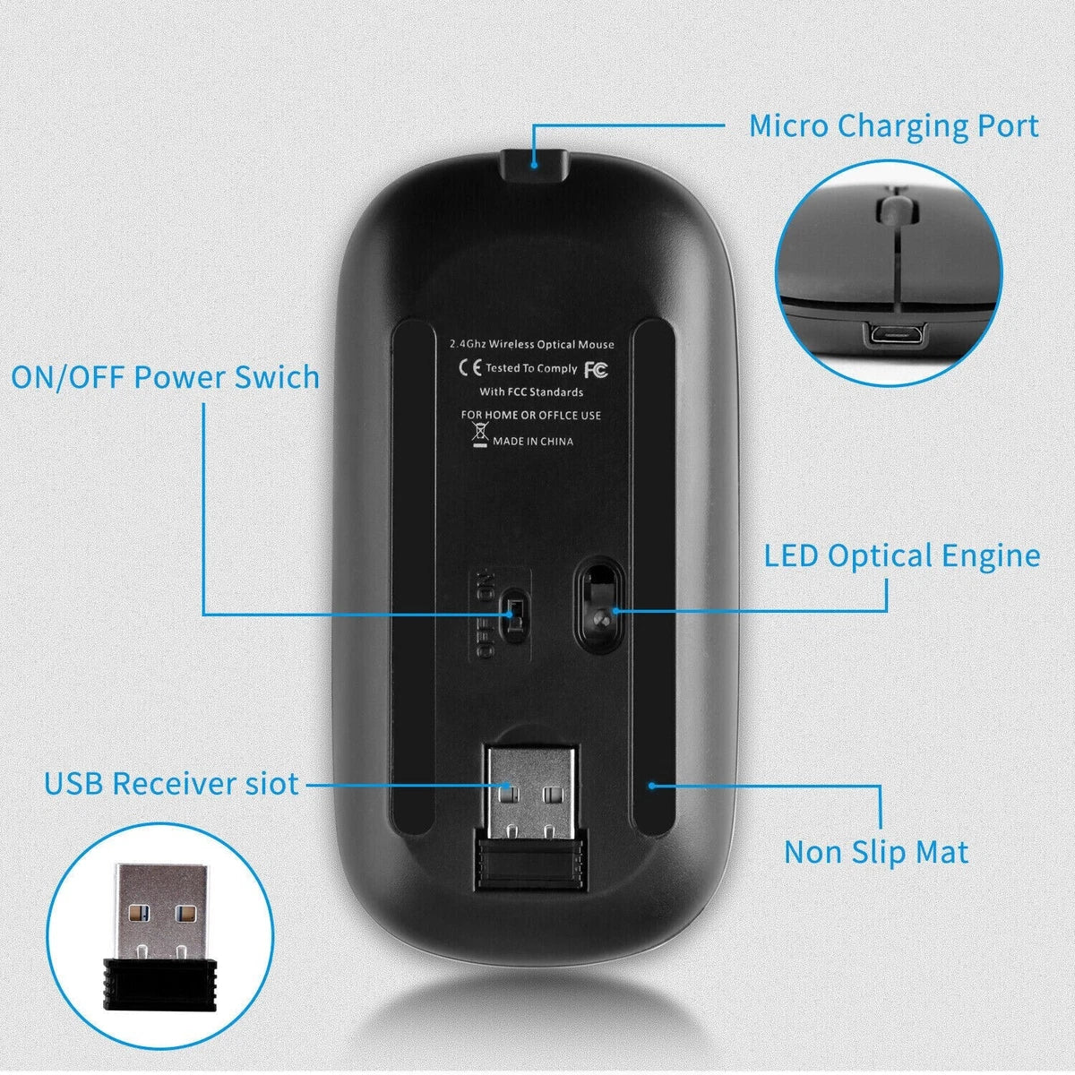 Bezicni RGB mis – Bluetooth + 2.4 GHz (Punjivi)