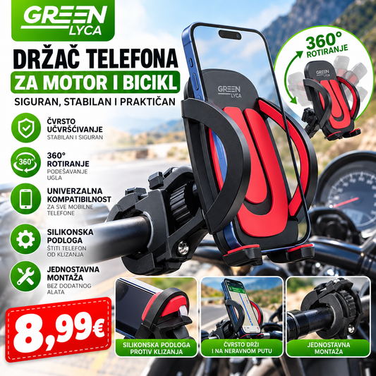 Univerzalni držač telefona za motor i bicikl – 360° rotacija