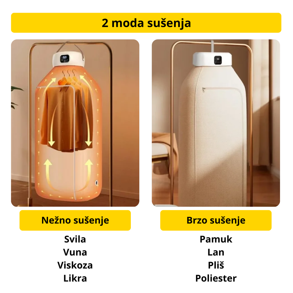 Prenosiva sušilica za veš 2u1 – Električna, sklopiva, sa digitalnim displejem