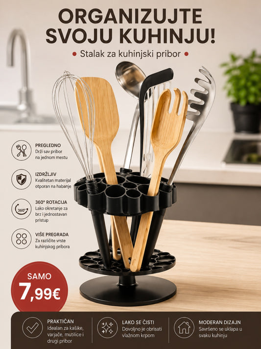 Rotirajući stalak za kuhinjski pribor