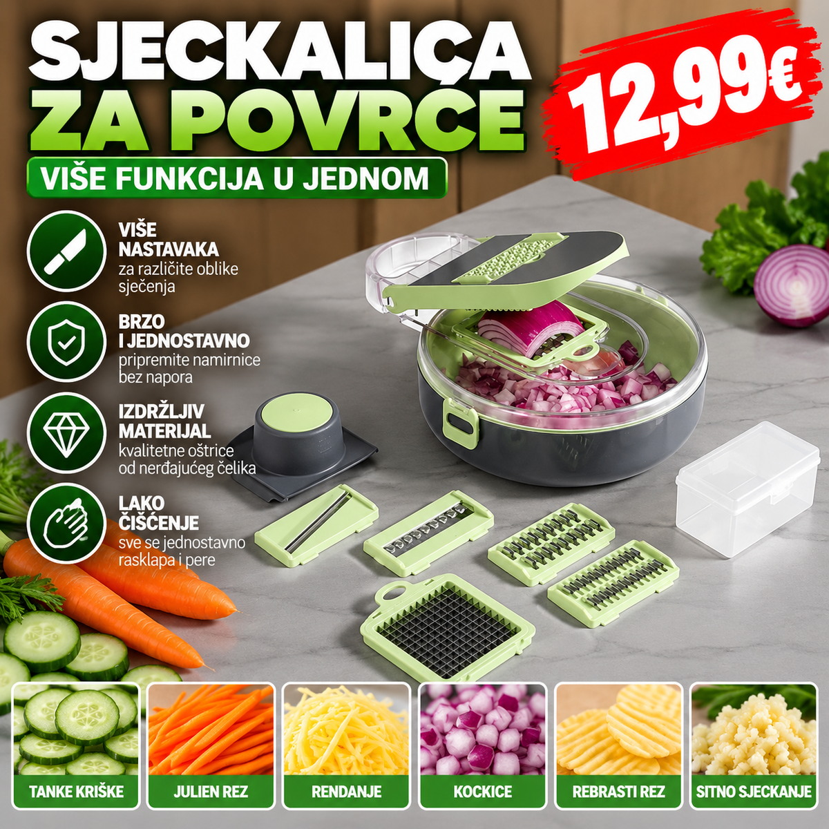 Sjecko za povrće – višenamjenski kuhinjski rezač