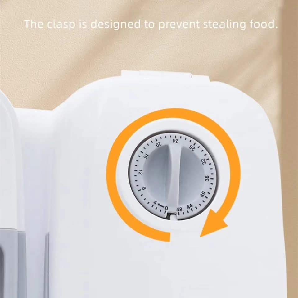 Automatska hranilica za pse i mačke sa duplom posudom za hranu i tamjerom za automatsko otvaranje