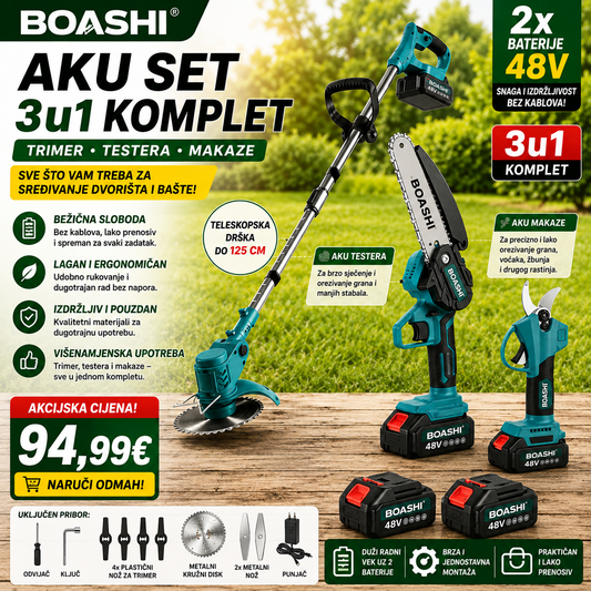 BOASHI AKU SET 3u1 – TRIMER + TESTERA + MAKAZE