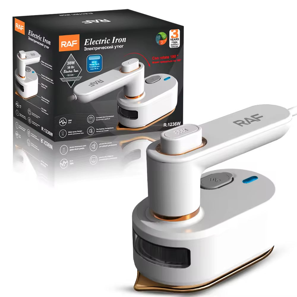 RAF Mini Električna Rucna Pegla – 38W, Rotacija 180°, 90ml Rezervoar